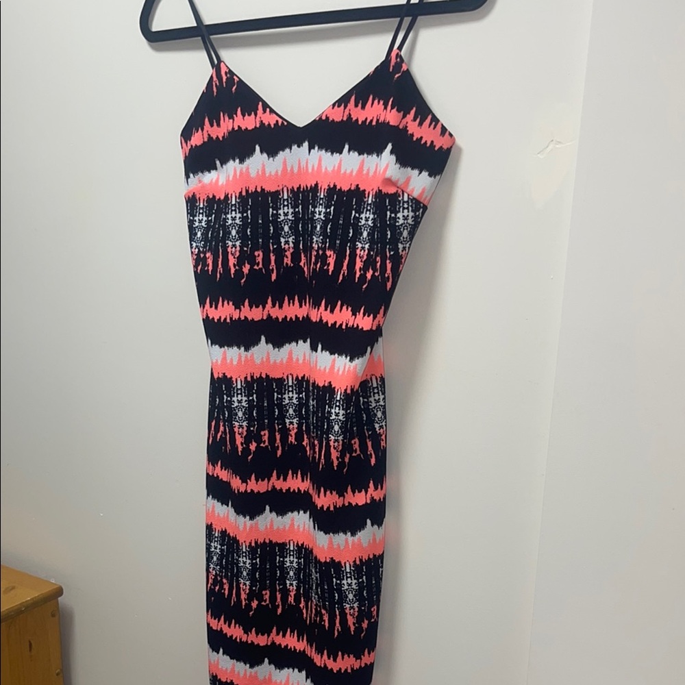 UK2LA Black and Pink Slip Midi Dress